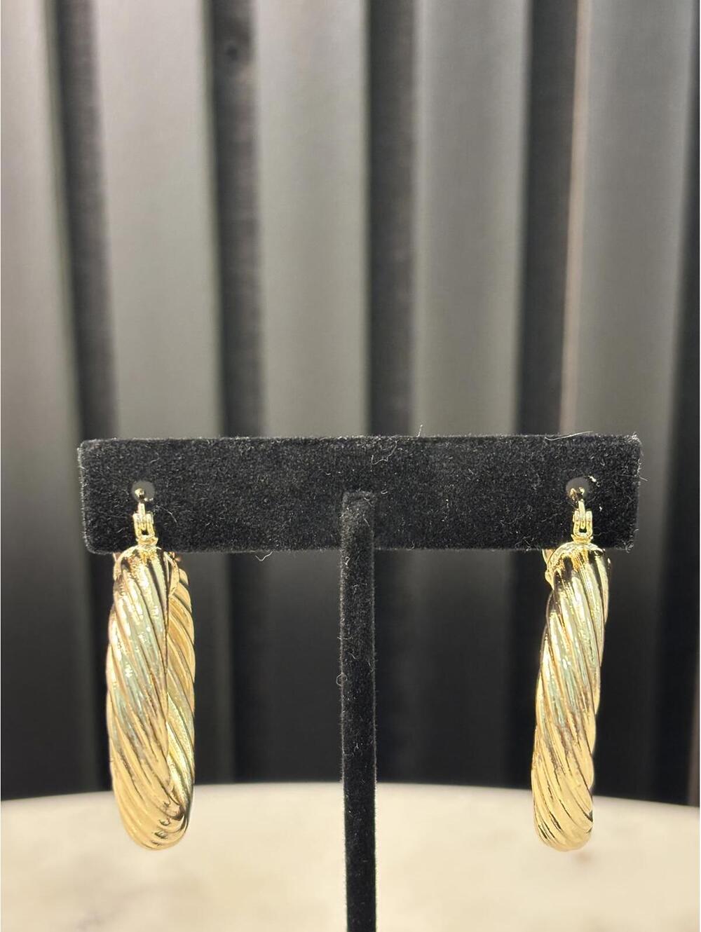 Gold and Silver Tone Twisted Hoop Earrings